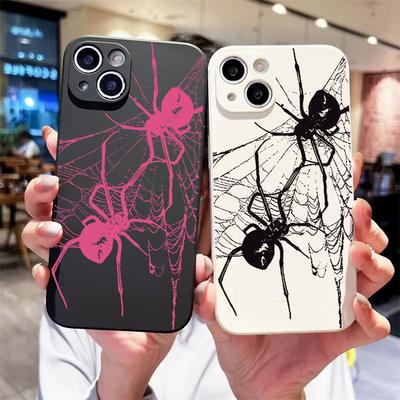 For iPhone 16 15 14 13 12 11 Pro Max XS X XR 7 8 16 Plus SE 2022 Silicone Case Shoockproof  Popular Black Red Spider  Soft Cover