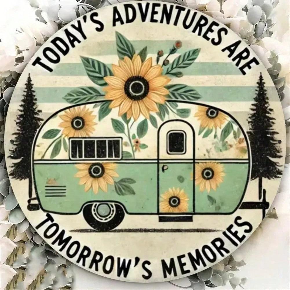 

Vintage Camper Van Metal Sign Rustic Wall Art Decor for Home Bar Cafe 20x20 разноцветный