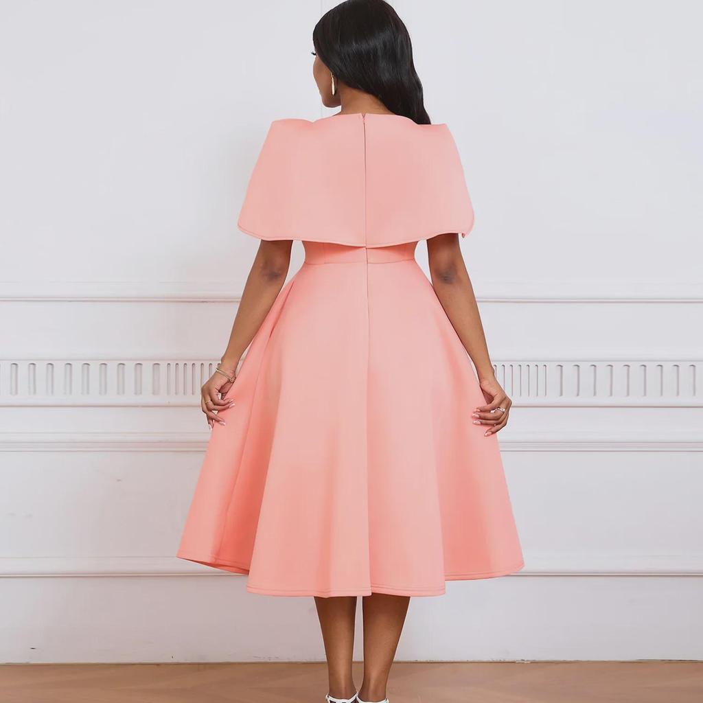 Rochie elegantă și nouă la modă, cu pelerină, pentru banchet sau petrecere