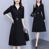 Four 6035 Plus Size Slimming Dress: New 2025 Spring/Autumn Style for Women, Slim Fit with Belly Coverage