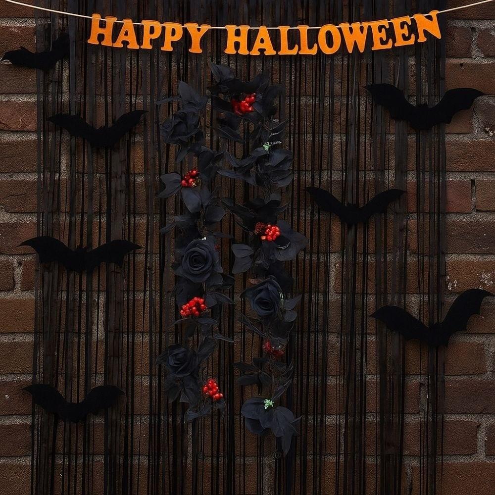 Environmental PPC Artificial Flowers Long Strip Different Sizes Simulated Rattan Black Rose Leaves Artificial Hanging Vines