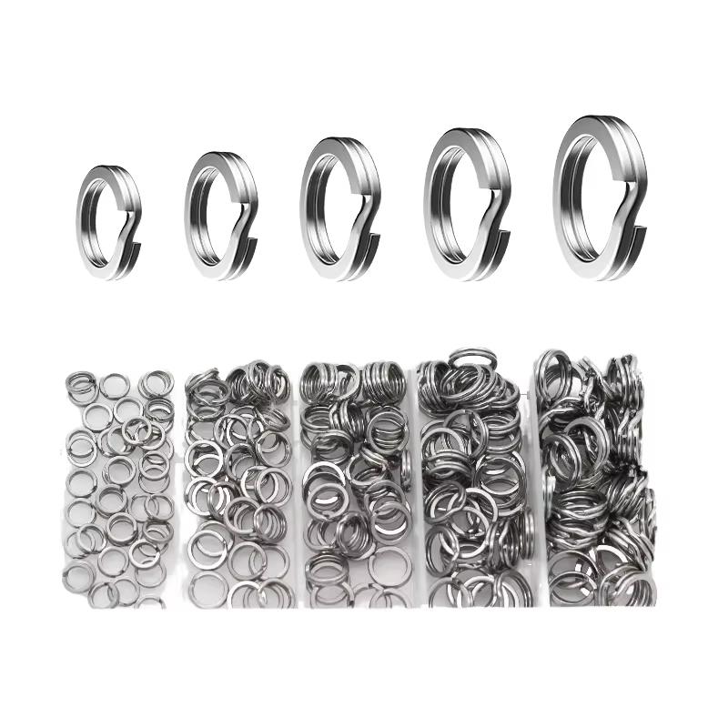 Tarpon Fishing 200pcs 5mm-9mm Saltwater Stainless Steel Split Rings Silver King Fishing Accessories Kit Consistent with the table
