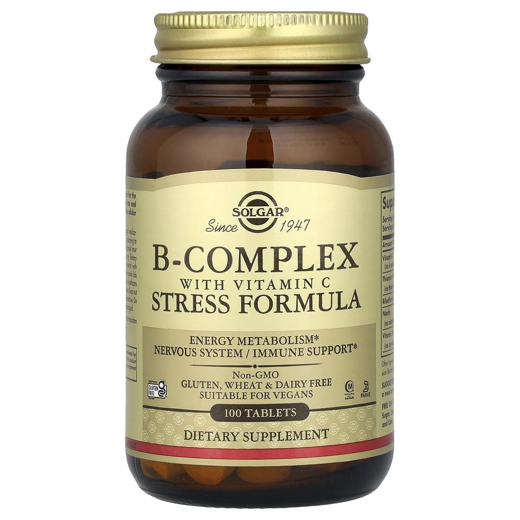 Solgar B-Complex with Vitamin C Stress Formula, 100 Tablets