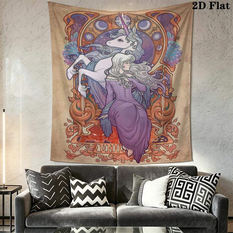 The Last Unicorn Wall Tapestry Aesthetic Wall Hanging Printed Fabric Blanket Decorative Tapestries for Bedroom Living Room Home Decor