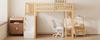 90x200 Loft Bed with Multifunctional Table, Safe Storage Staircase, Bed Frame Made of Solid Pine Wood for Children and Teenagers White