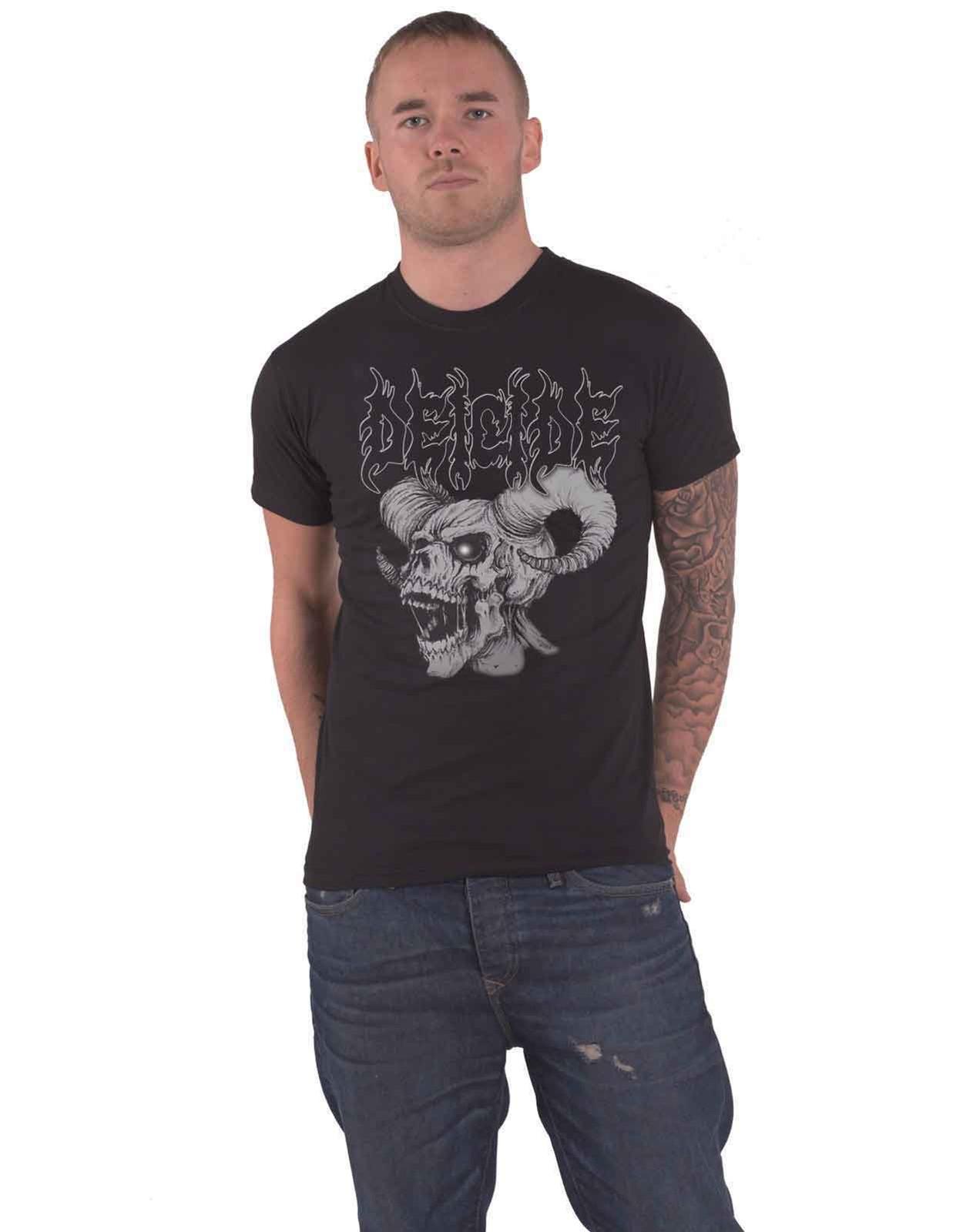 Deicide T Shirt Skull Horns Band Logo new Official Mens Black Unisex T-Shirt M