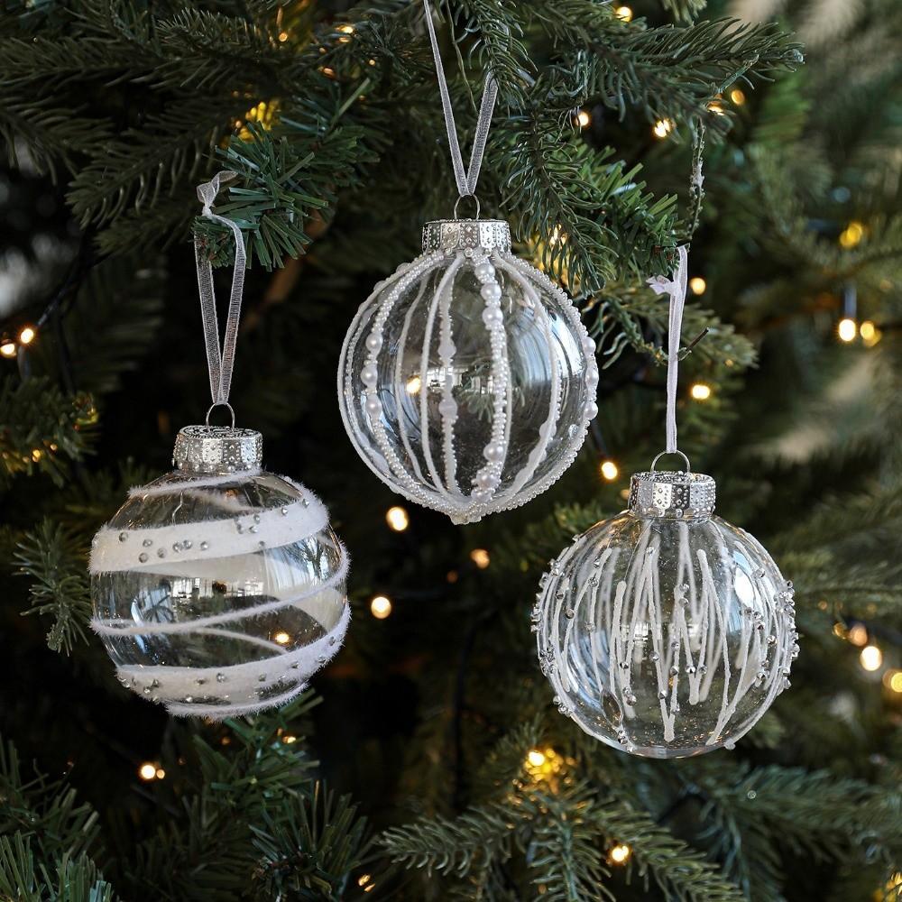New 8CM Transparent Christmas Hanging Balls DIY Plastic Christmas Tree Ornament Christmas Hanging Ornament Wedding Party