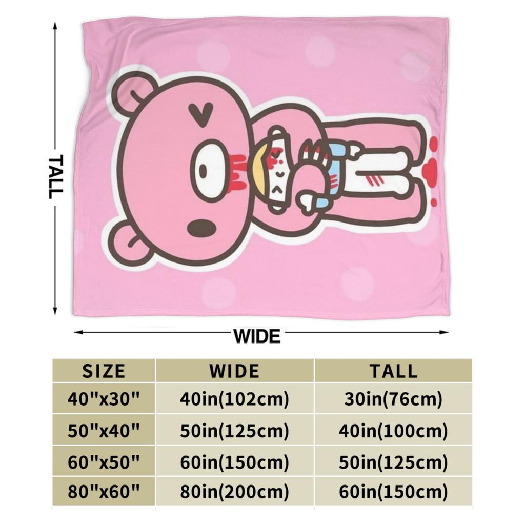 Gloomy Bear Flannel Blanket Winter Warm Soft Throw Blanket for Kids Bedroom Fashion Bedspread Sofa Bed Cover