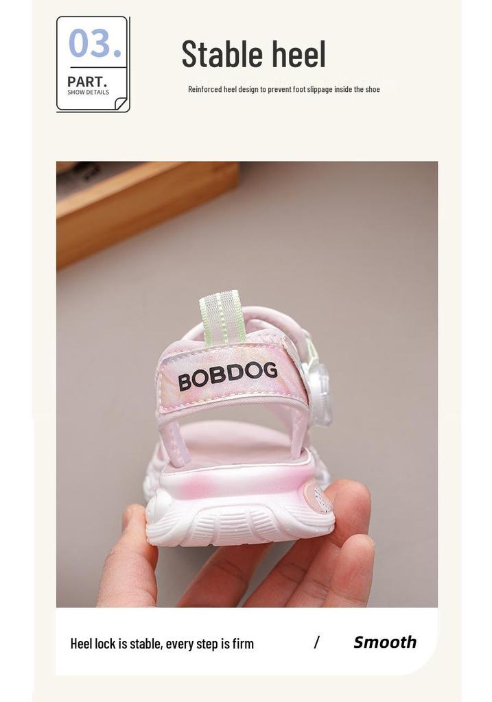 Bobodou Girls' Sport Sandals: Rotating Button Beach Shoes for Kids