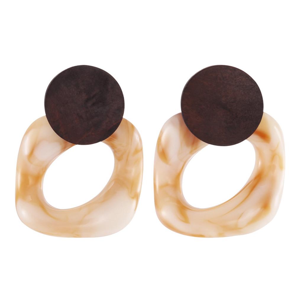 Women Wood Resin Earrings Retro Style All Matching Earrings