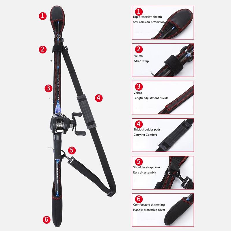 Portable Fishing Rod Protective Sheath Case Fly Fishing Rods Cover Pole Bag Holder Belt Straps Wrap Tools Accessories