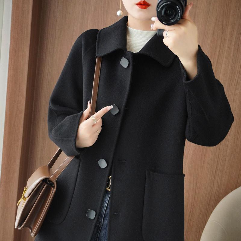 Double-sided Woolen Coat Womens Woolen Coat Medium and Long