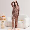 Light Luxury Retro High-End Leopard Print Star Ice Silk Pajamas Women'S Long-Sleeved Trousers Loungewear Set