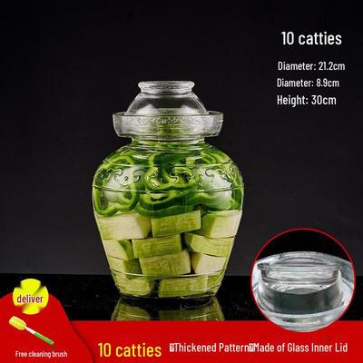 ZISIZ Grande Vaso in Vetro per Sottaceti con Coperchio Interno