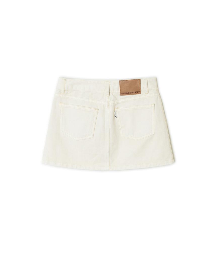 Sunburn Project Micro Mini Denim Skirt, Ivory