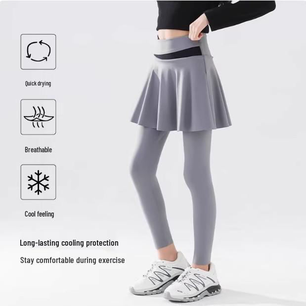 Girls' Quick-Dry Spring & Autumn 2025 Fake Two-Piece Tennis Skort and Yoga Base Shark Pants