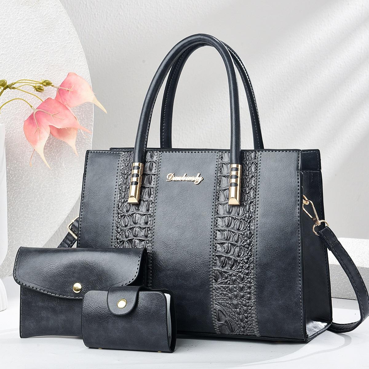 

The Latest Splicing Style Handbag Stone Pattern Bag Three-piece Set Option of Simple High Appearance Quality Shoulder Bag .