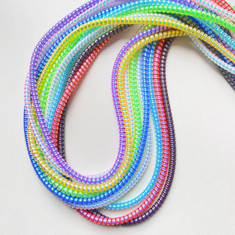 1.4M Colorful Spiral Charger Cable Cord Protector Universal Wrap Data Line Decoration Winder For iPhone Samsung Huawei Xiaomi