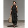 Holiday Ruffle Edge Neck Sleeveless Dress Women's Summer Loose and Thin Long Dress Women's Clothing