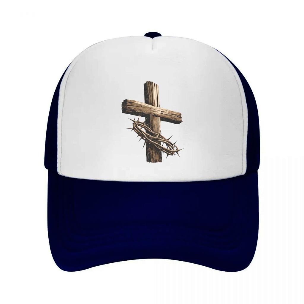 Rustic Faith Cross Thorn Emblem Mesh Baseball Cap Casual Hat Outdoor For Womens Unisex FeUnisex