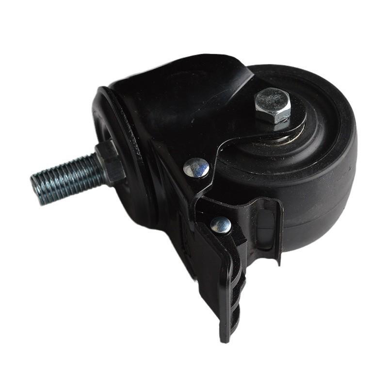 Durable Universal Nylon Stroller Wheel with Low Center of Gravity, Caster, Threaded Rod, and Brake