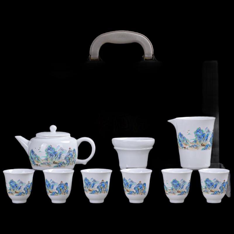 Shangqi Mutton Fat Jade White Porcelain Gongfu Tea Set