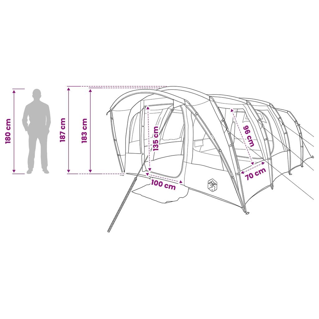 Tunnel Tent Olive Green 427 x 315 x 178 cm Polyester and Steel