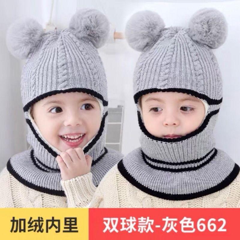 Autumn and winter children's hats, scarf sets, scarves, integrated thickened knitted hats, warm ear protectors for boys and girls, pullover hats