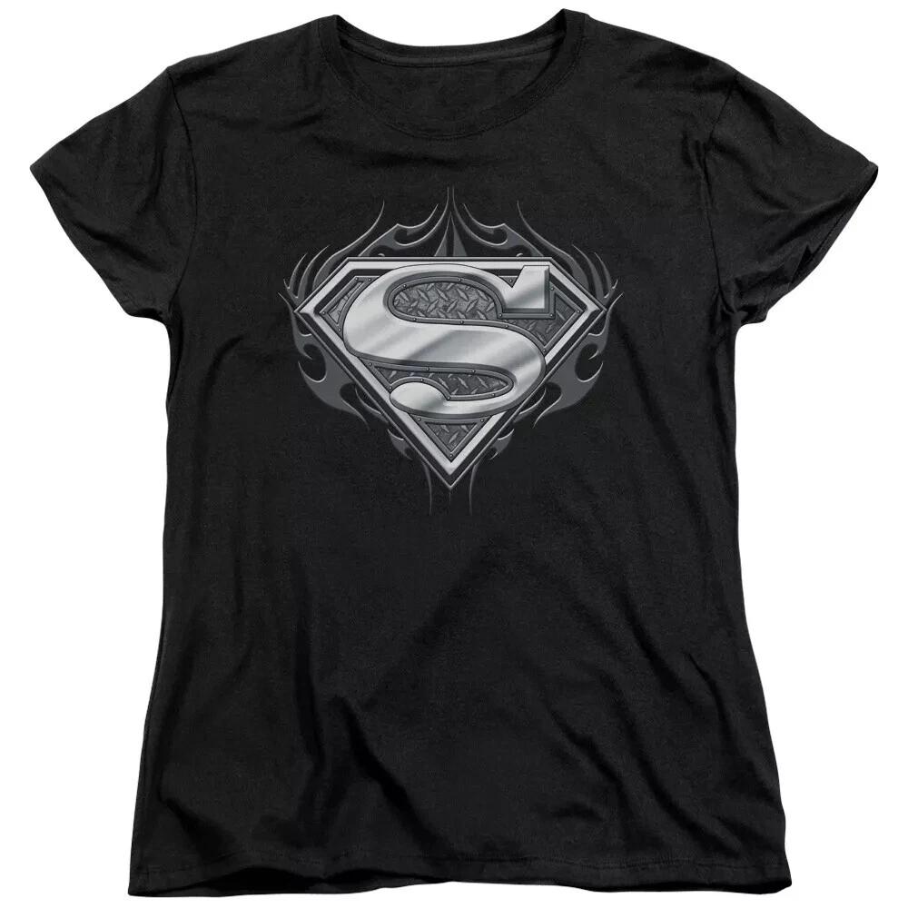 Superman  Biker Metal Shield  Women s T-Shirt S
