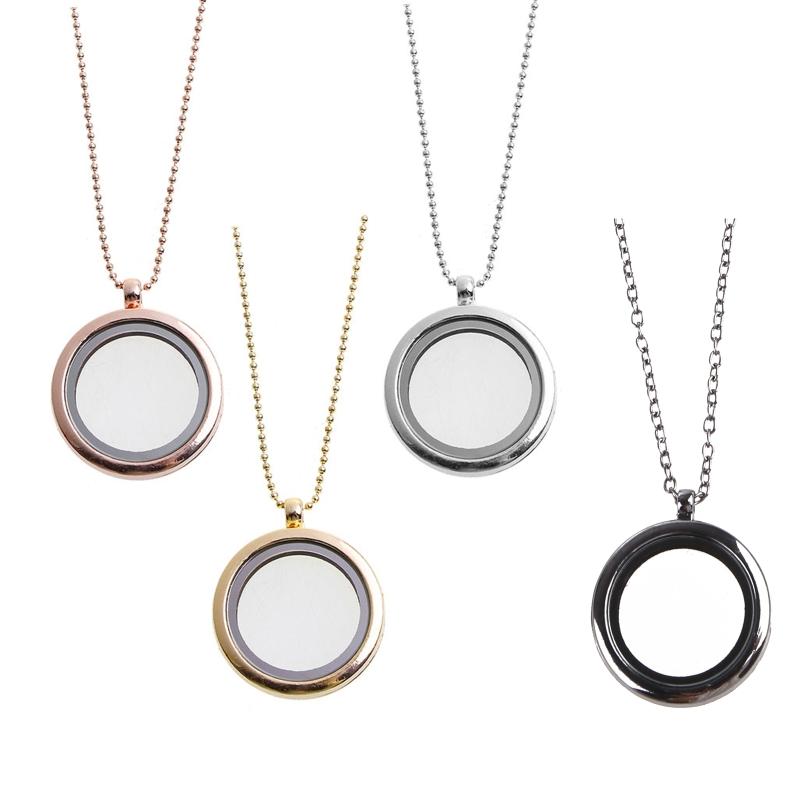 Locket Necklace Diy Floating Round Locket Pendant Live Floating Memory Necklace Suitable for Women's Friendship Necklace