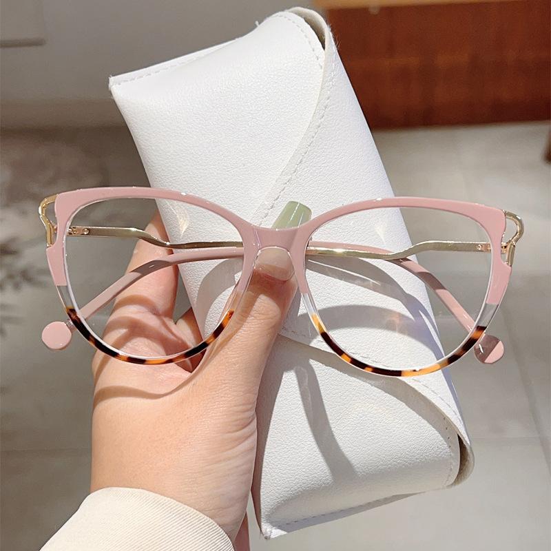 New cat eyes fashionable women's anti blue light glasses fashionable printed glasses frame anti blue light computer goggles