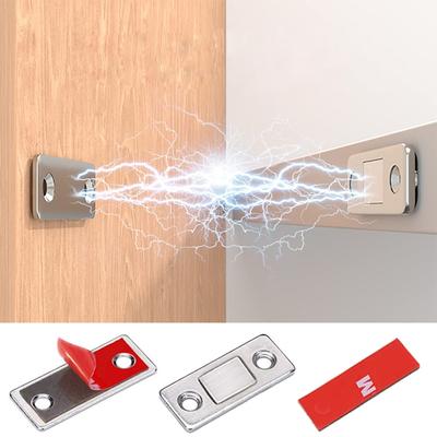 Pacote com 2 travas magnéticas ultrafinas para armários, adesivos para gavetas, travas magnéticas para portas de armários de cozinha, fechos magnéticos para portas