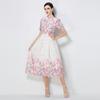 New Short-sleeved Fashion and Thin Embroidery Printed Long Dress