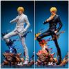 One Piece Sanji Dual Wings Anime Figure with 2 Heads GK Statue Model Toy 25cm