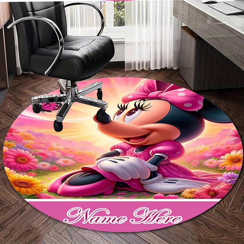 Personalized M-Minnie Round Chair Office Rug - Perfect for Mat, Office Chair & More - Ideal Gift for Birthdays and Holidays