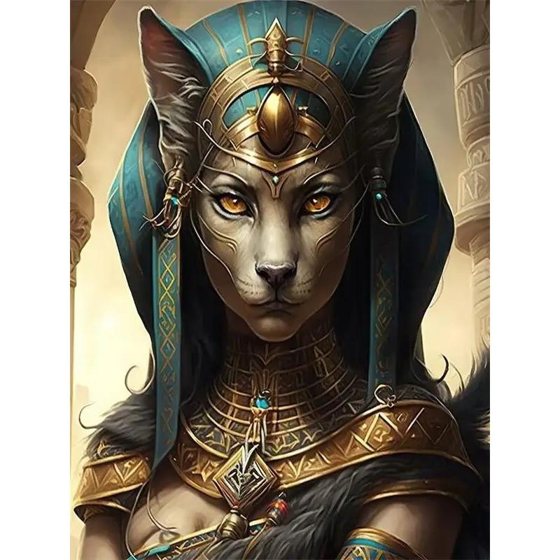 Stampe Poster Antiche Egizie di Bastet per Soggiorno Decorazioni per la Casa Mitologia Egizia Bastet Dea Gatto Pittura su Tela Arte da Parete