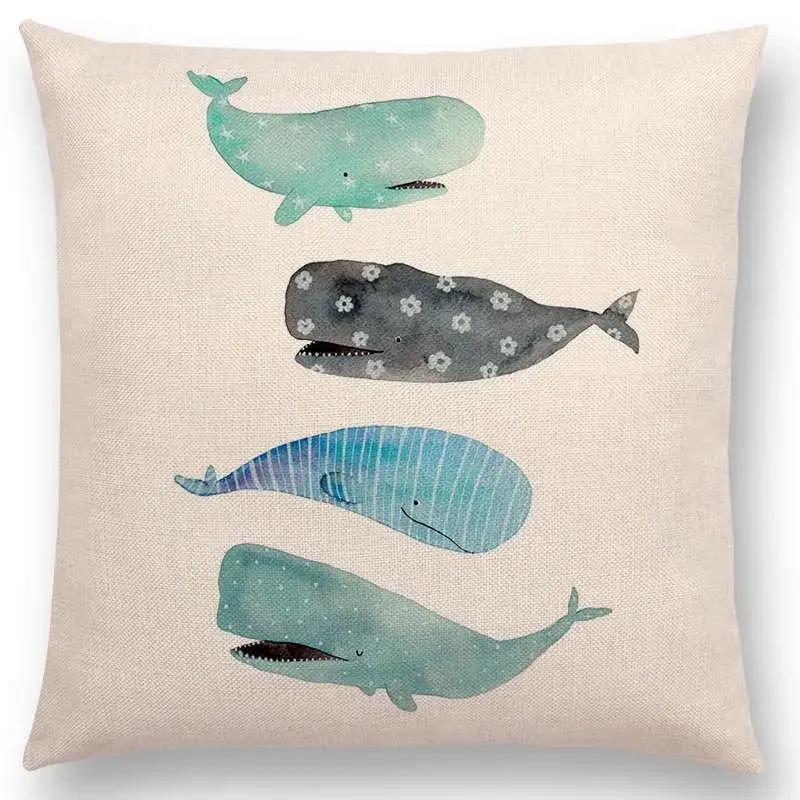 Newest Fashion Nordic Style Whale Cushion Cover Ocean Whales Home Pillow Case   Pillows Covers