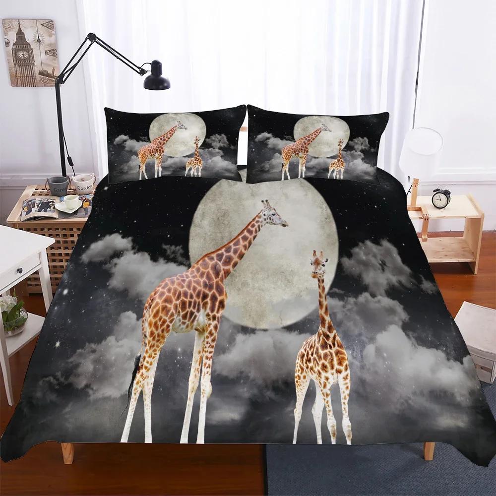 

Comforter Bedclothes Print Cute Forest Couple Deer +Pillowslip Kid Twin Bedding Set High Quality Modern Style Home Textile Comforter (quilt)-EU Single(135*200cm)3pcs