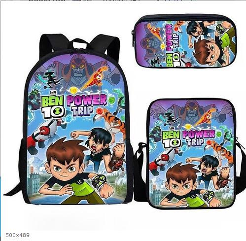 Less Hacker Backpack Ben 10 Student School Bag Anime Cartoon Backpack Lunch Bag Satchel Pencil Case