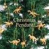 16 Mini Golden Dinosaur Ornaments Christmas Tree Hanging Party Decor for DIY New Year Home Festive Celebrations Decorations