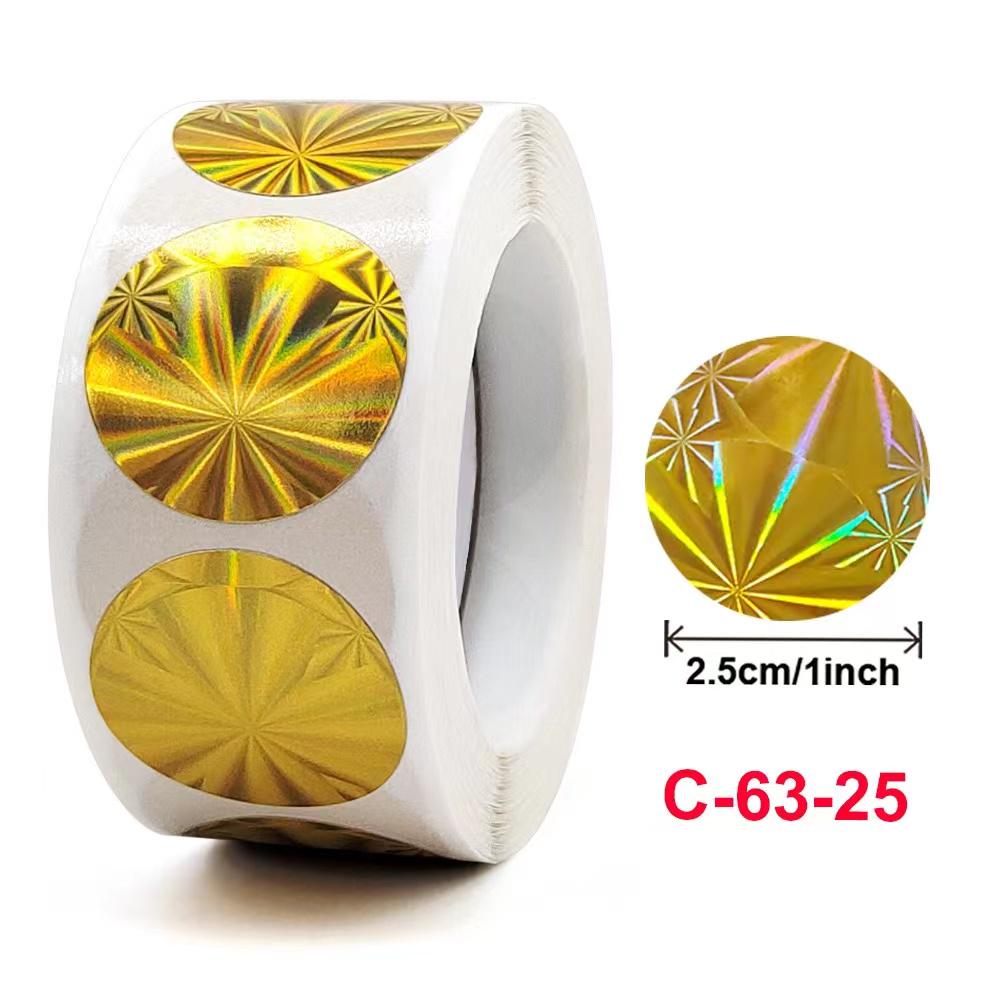 500 Colorful Laser Glitter Reward Stickers – Round Adhesive Seals for Gifts & Packaging