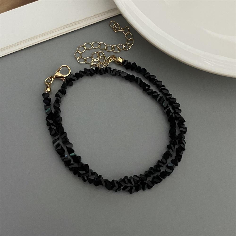 New Fashion Irregular Crystal Beads Choker Necklace White Transparent Black Pink Triangle Crystal Trendy Neck Jewelry