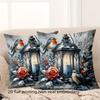 1 Pieces Winter Scene Pillows With Birds And Lanterns Polyester pillowcase, sofa decorative cushion cov Headboard Pillow