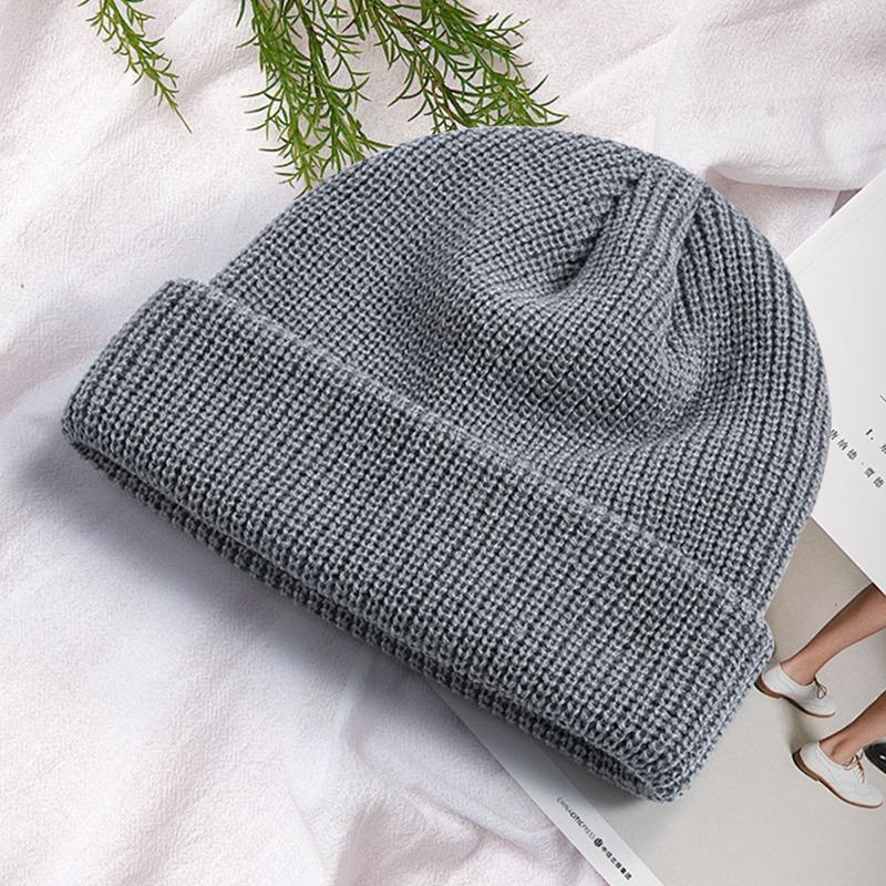 Autumn and winter versatile knitted melon fur hat solid color knitted hat warm damp wool hat