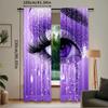 Set Of 2 Aesthetic Eyelash Print Curtains Beautiful Window Treatment Bedroom Office Kitchen Living Room Study Home Decor Curtain For Sitting Made