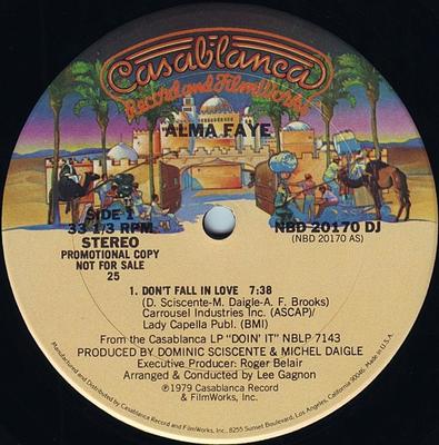 12inch Record ALMA FAYE - Don't Fall In Love NBD20170DJ Casablanca 1979 US Dance & Electronica Used