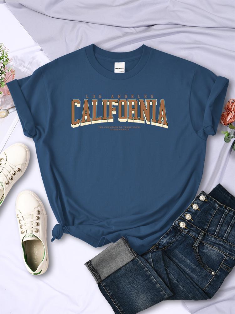 Los Angeles California The Winnerof Tournaments T-Shirt Women Summer Breathable T Shirts Street Clothes Simple Soft Short Sleeve