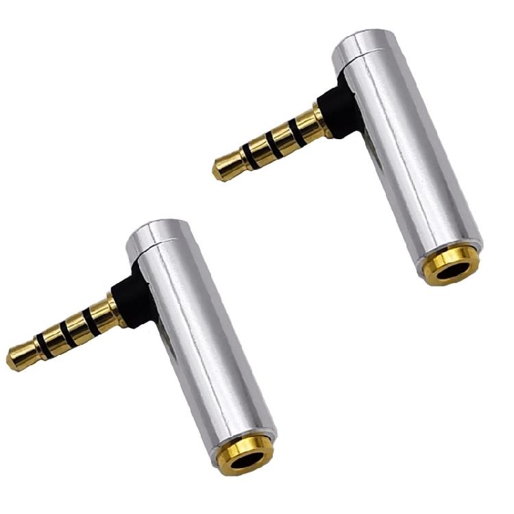 

Flexible Right Angle 3.5mm Sound Connectors with 4 Poles Male to Female Adapter for Headphones and Microphones 1