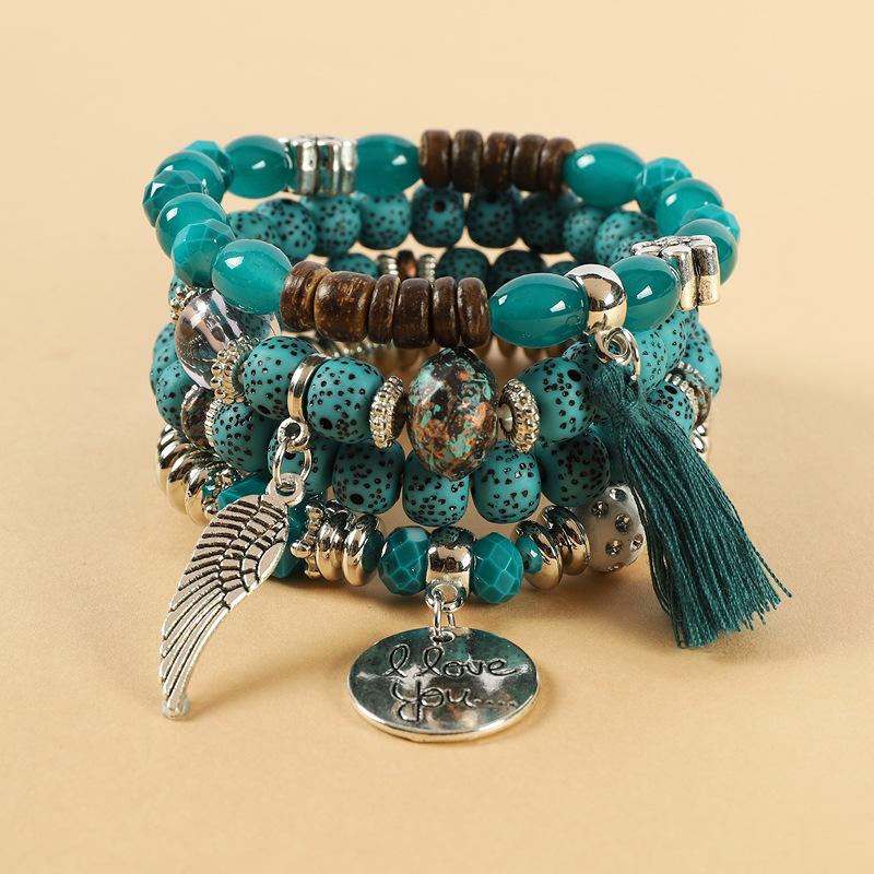 

Ретро персонализированный многослойный браслет из бусин, экзотический богемный нишевый браслет для мужчин и женщин