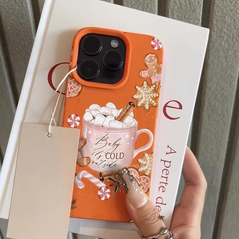 Christmas Hot Drink Dessert Gingerbread Snowflake Phone Case For iPhone 17 Pro Max 16 15 14 13 12 11 XS X XR 16 Plus 17Air Cover